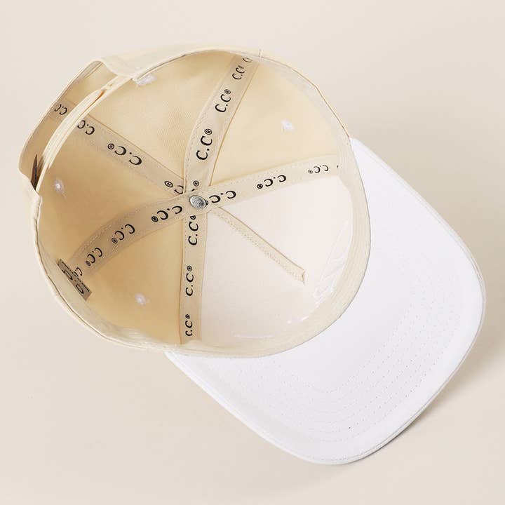 WHITE BRIDE Embroidered Canvas Two-Tone Trucker Hat for wholesale on Faire7