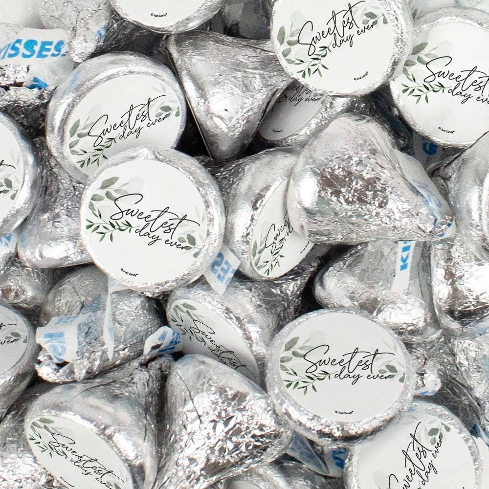 Just Candy - Wholesale Chocolate - Wedding Stickered Milk Chocolate Silver Hershey's Kisses 57ct - Sweetest Day0