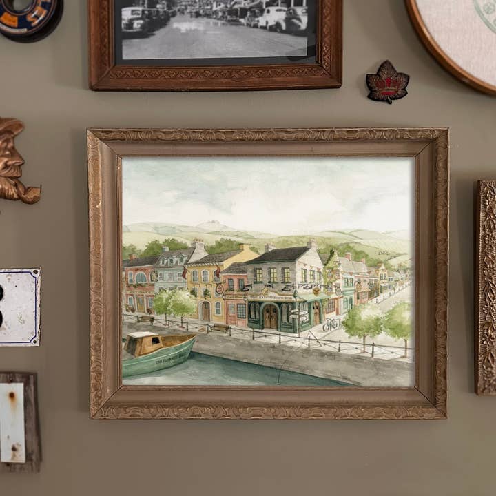 Impression artistique de village fictif inspiré de l'Irlande pour la vente par ALICIA'S INFINITY