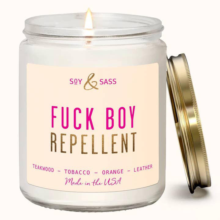 F*ck Boy Repellent 7.2 oz Soy Candle Home Decor & Gifts for wholesale by Soy and Sass