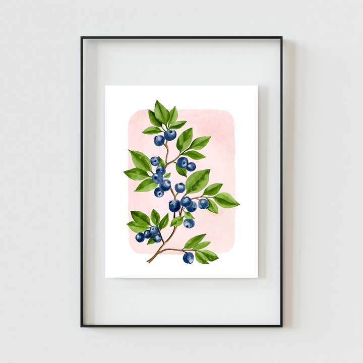 NorthHouse Creative Co. – wholesale Art print – Blueberries Watercolor Print5