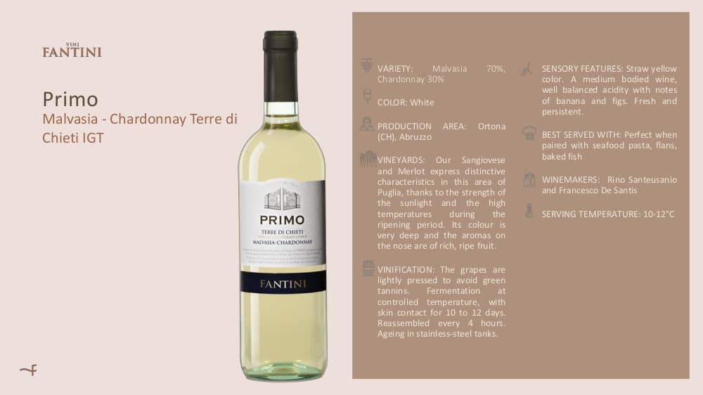 Metina SAS - Wholesale White Wine - Primo Malvasia Chardonnay IGT Cl. 75 Fantini1