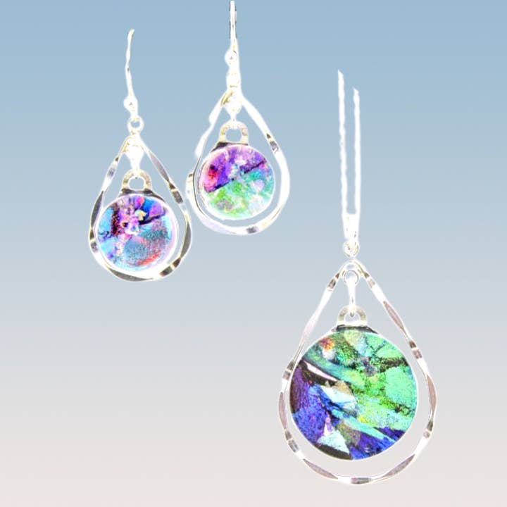 Hammered Sterling Teardrop 7/8" x 1 1/4" Earrings 1/2" x 3/4 for wholesale by Glimmer Glass Gifts
