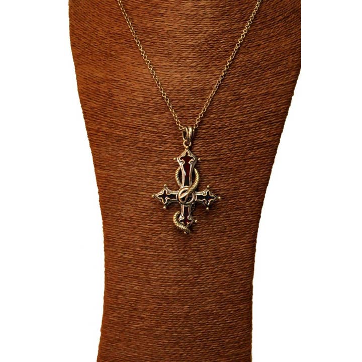 Western Fashion - Vendita all'ingrosso Collana con ciondolo/pendaglio - LC443 - Croce celtica con serpente avvolto intorno alla croce