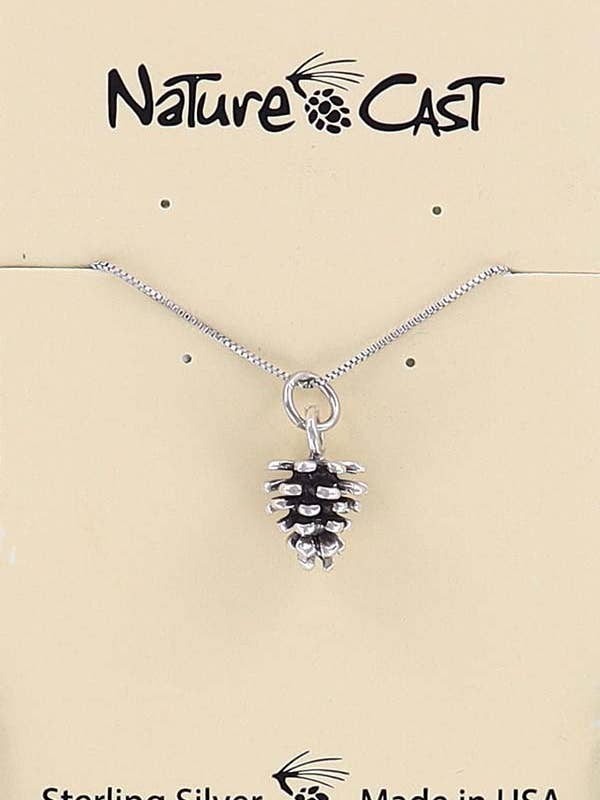 13063 Pendant Pinecone w/18" Chain Sterling Silver for wholesale by Nature Cast