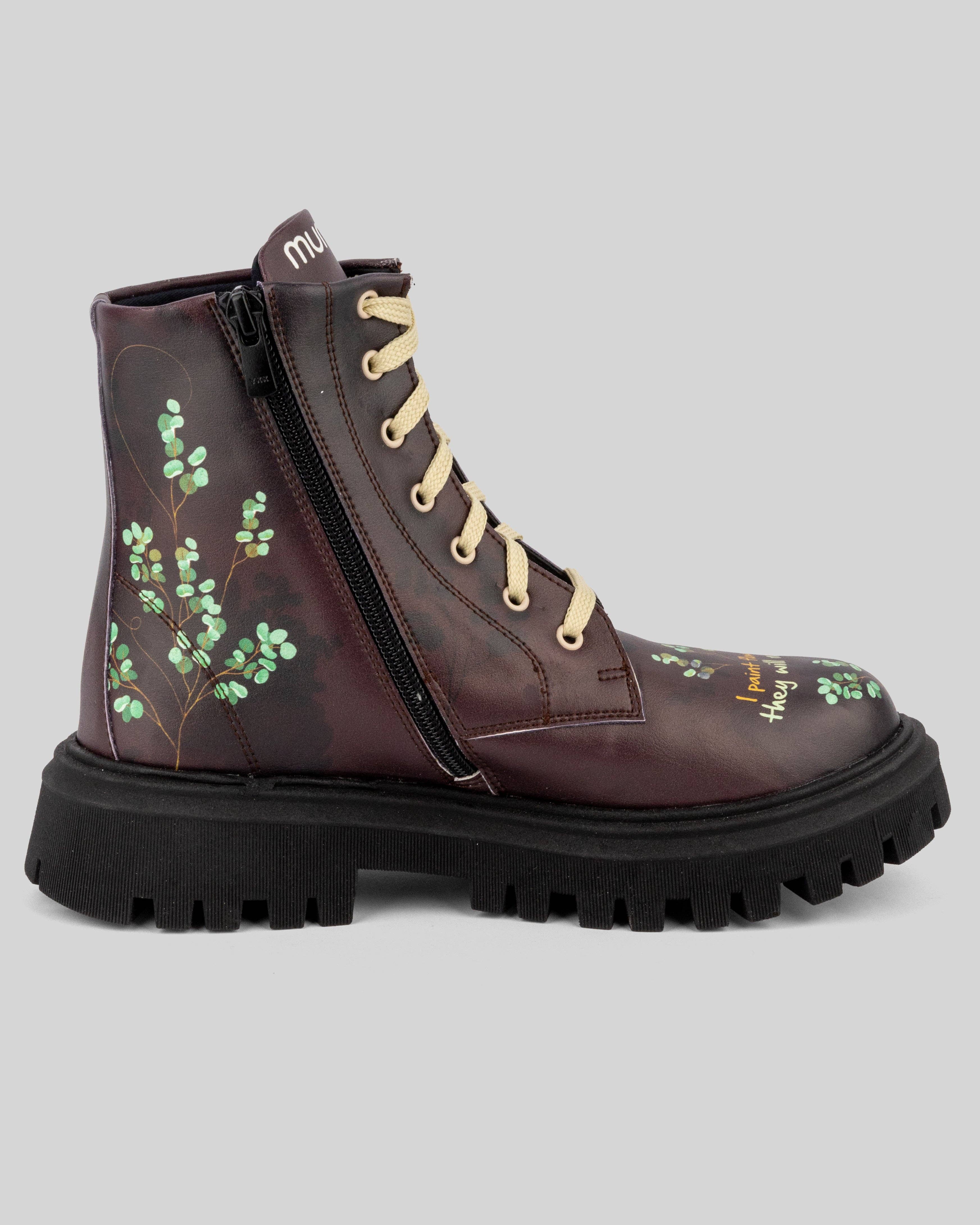 Mumka - Wholesale Combat/Military Boots - Women's - Frida Kahlo Garnet Boots5