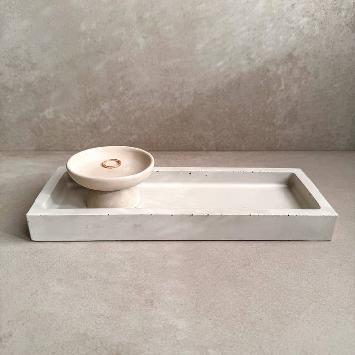 Minimal Loot Design - Vente Plateaux décoratifs - Plateau rectangulaire en béton, porte-objets minimaliste, pour bijoux, savon et trousseau de clés, style moderne4