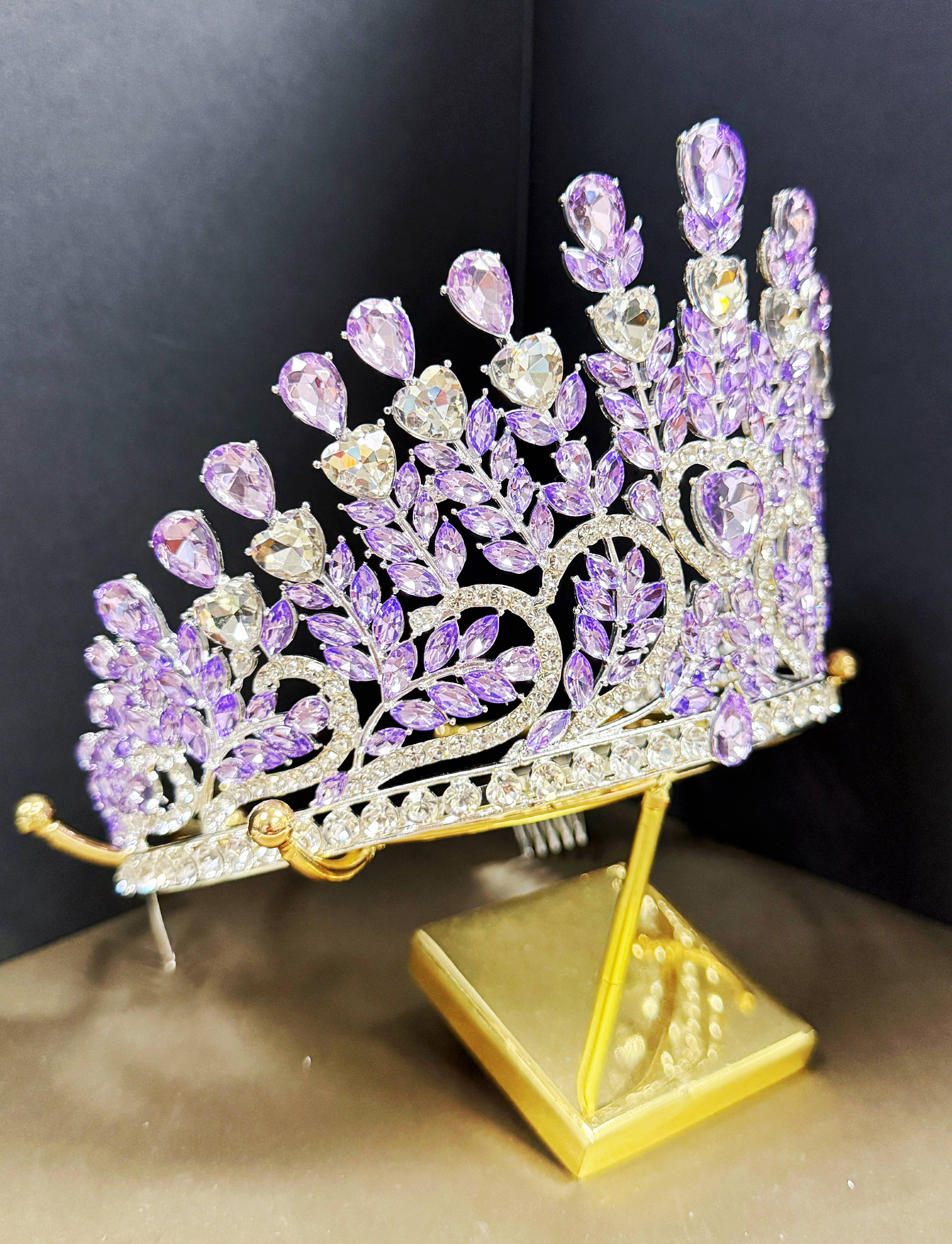 Happy Dream Gifts - Wholesale Tiara - Women's - Pageant Crown, Bridal Headpiece, Purple Crystal Silver Crown5