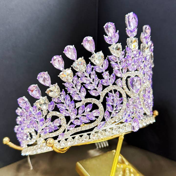 Happy Dream Gifts - Wholesale Tiara - Women's - Pageant Crown, Bridal Headpiece, Purple Crystal Silver Crown5