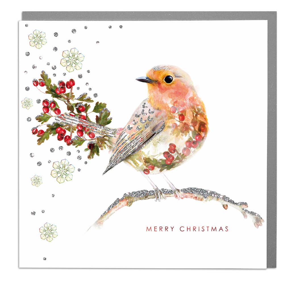 Lola Design Ltd - Wholesale Christmas Card - Robin Merry Christmas Card0
