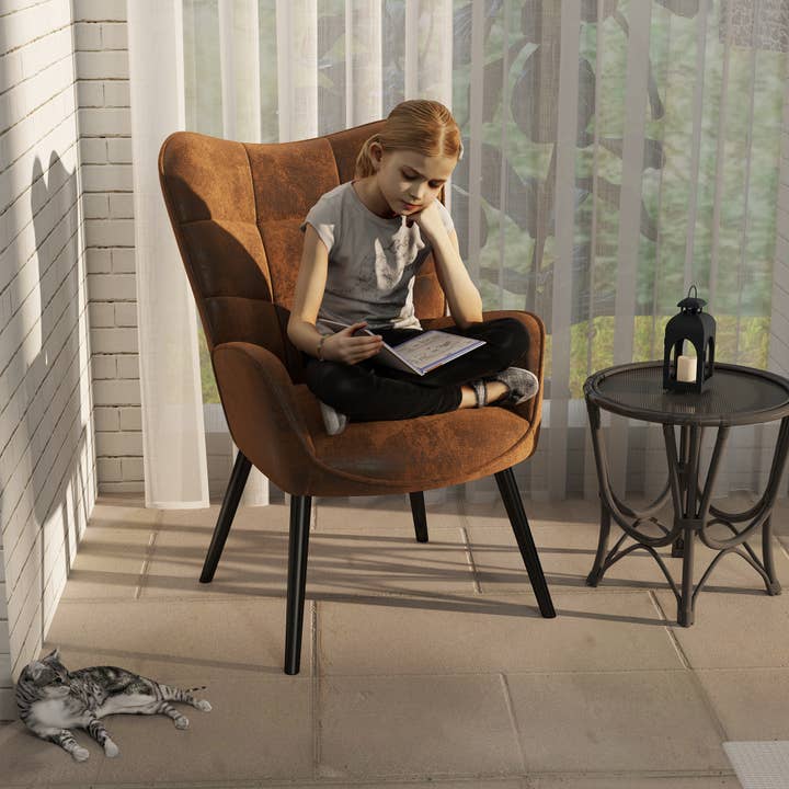 39F Inc. - Wholesale Chair - Vintage Suede Brown Lounge Office Chair for Reading4