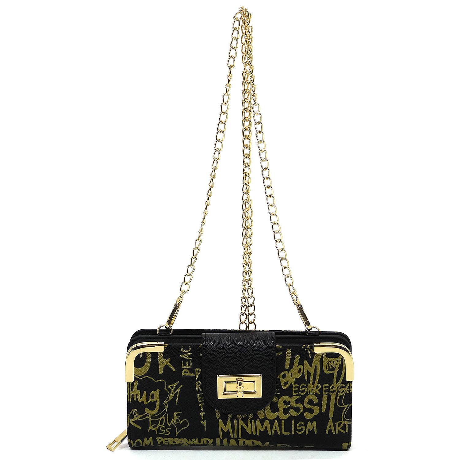 M&M HANDBAGS, LLC. - Wholesale Crossbody Bag - Women's - GP041 Multi Graffiti Turn Lock Crossbody Wallet2