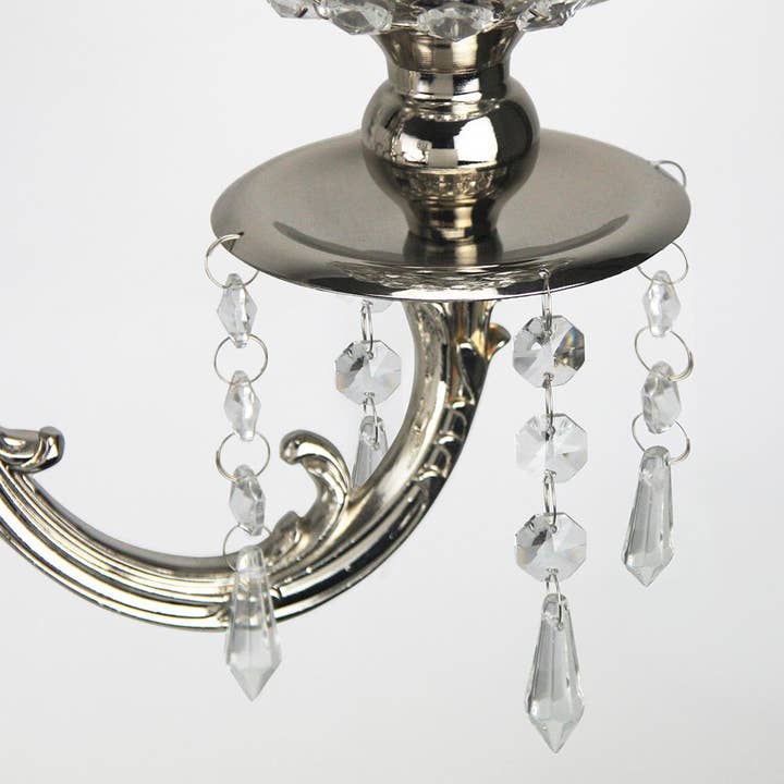 Silber VERKAUF | 5-armiger Kristall-Kerzenhalter, Silber für den Großhandel auf Faire2