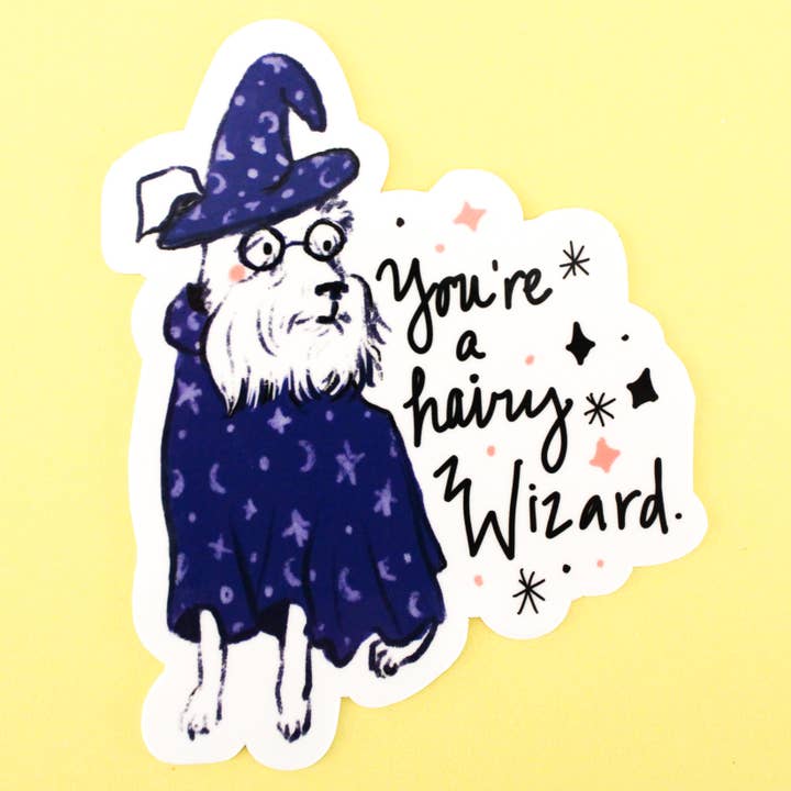 Hårig Wizard Schnauzer Klistermärke för wholesale av Amy Hartelust Art and Illustration