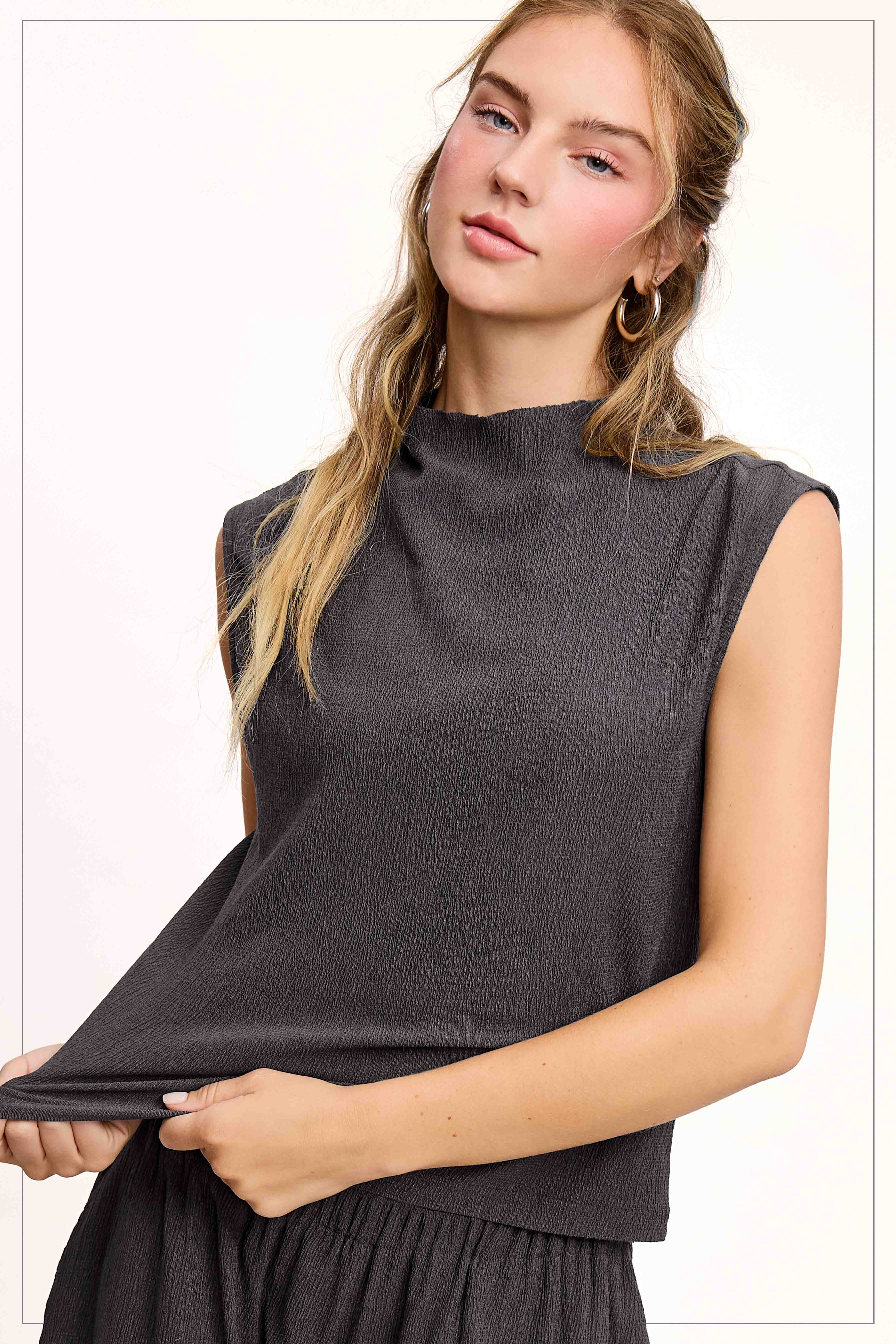 La Miel – Engroshandel Tanktop – Kvinder – HCT7705-elastisk krøllet stof ærmeløs top21