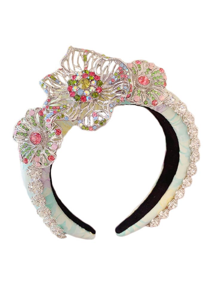 Blommig Strass Svamp Hårband L4428 för wholesale av Ole