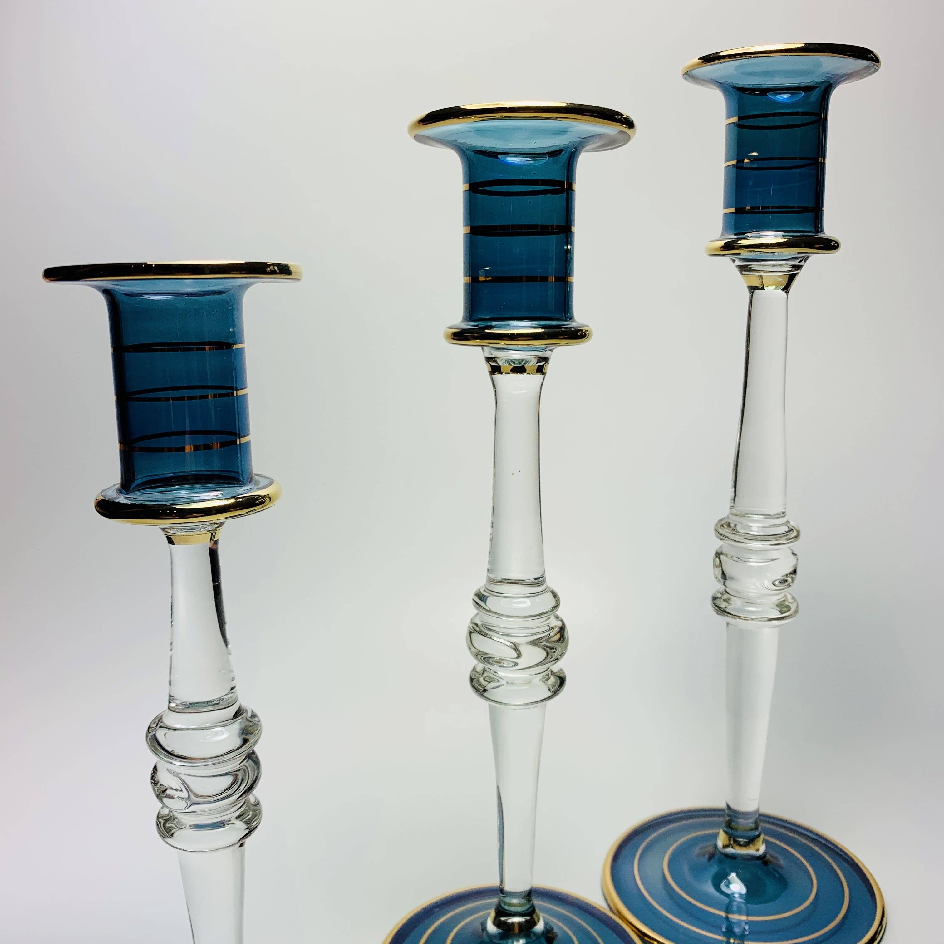Dandarah - Wholesale Candle Holder - Long Stem Blown Glass Candle Holder - Blue5