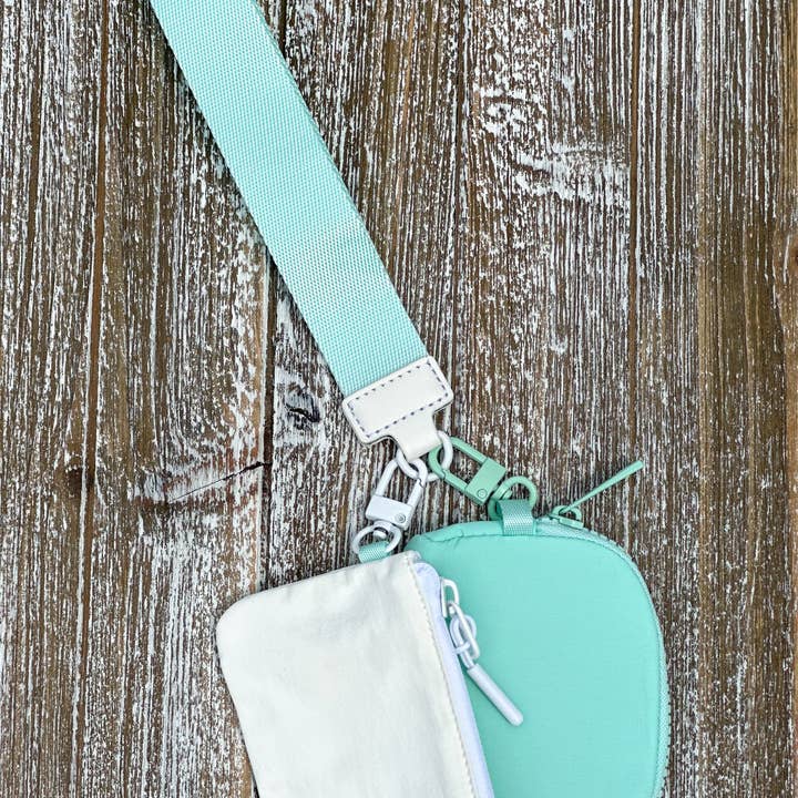 Harris Girls & Co. - Wholesale Wristlet - Dana's Dual Pouch Wristlet Keychain "White-Mint"