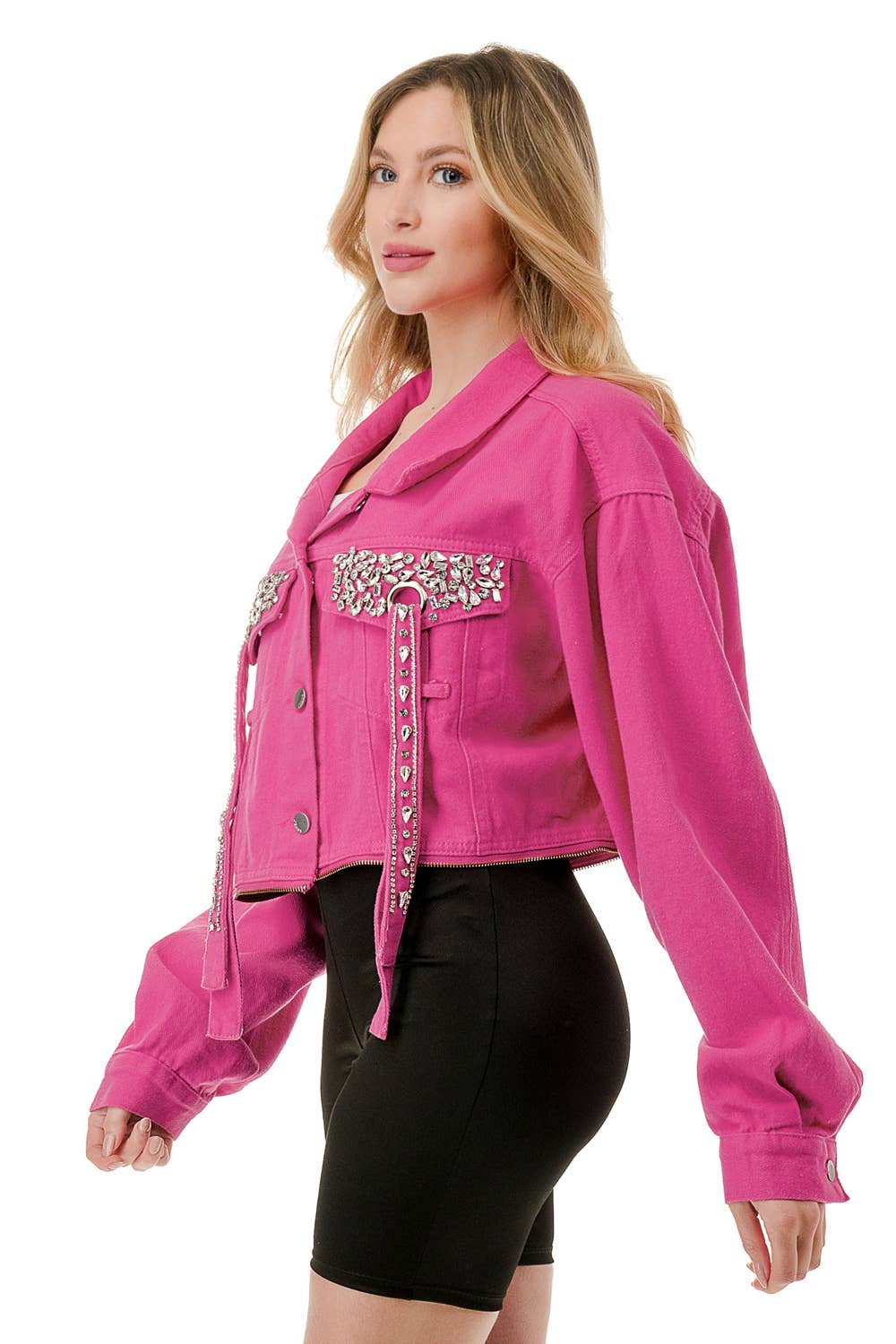 SALT - Wholesale Denim Jacket - Women's - (NJ7193) Jeweled Pocket Denim Jacket 6