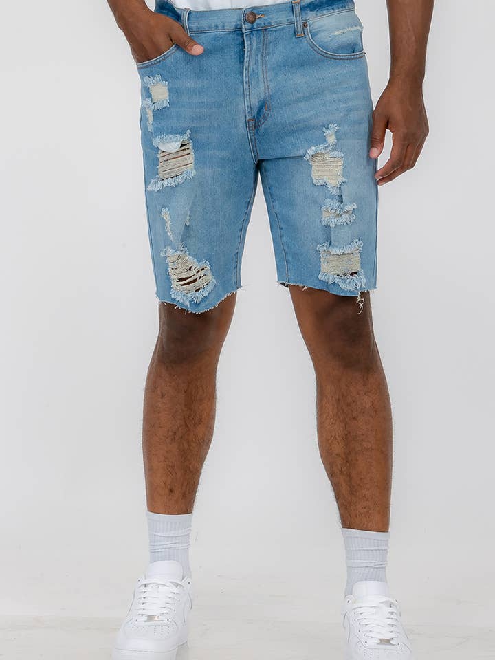 DSP1 Mens Distressed Denim Shorts for wholesale by WEIV