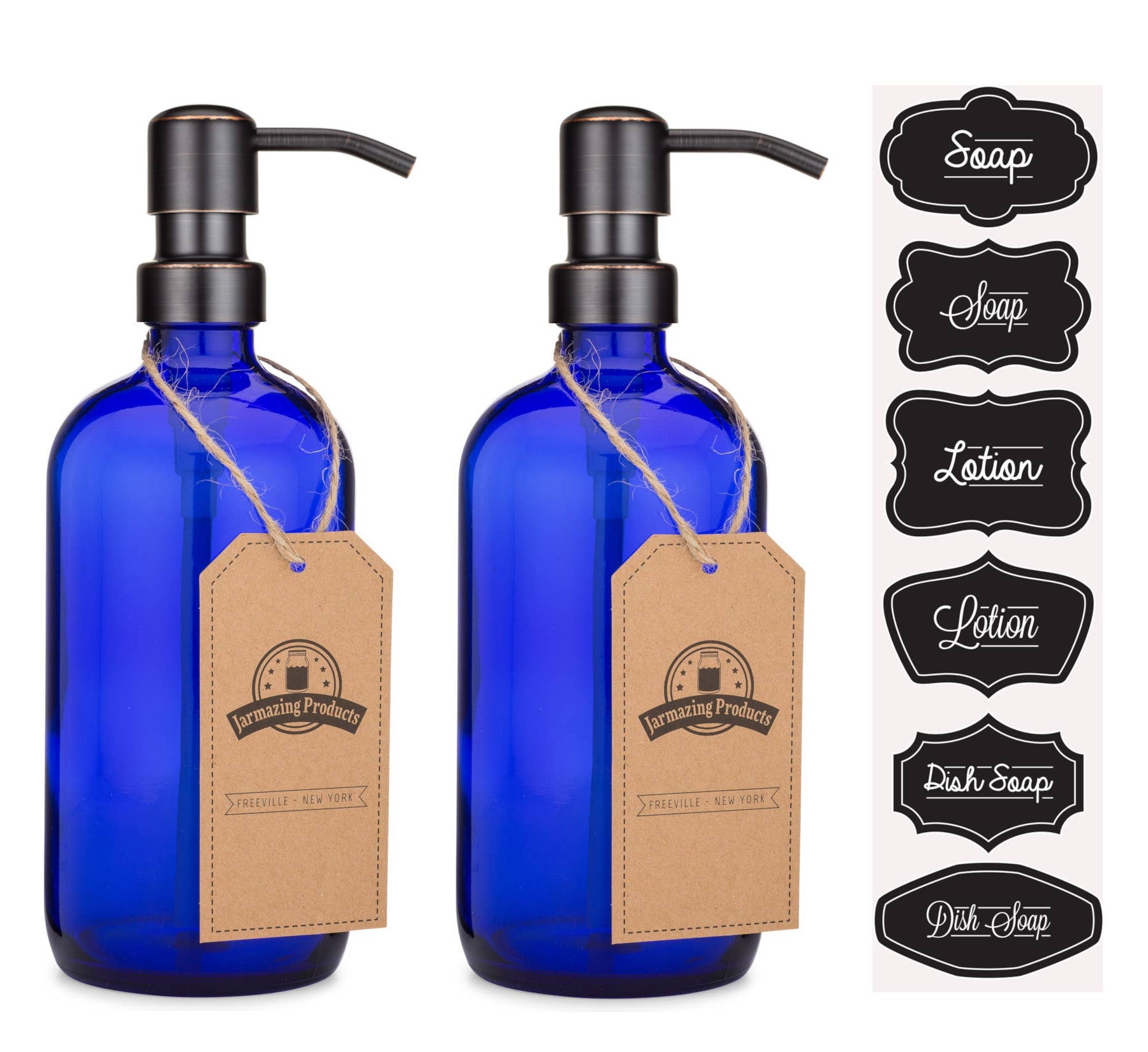 Jarmazing Products - Wholesale Soap Dispenser - Cobalt Glass 16oz Bottle Soap and Lotion Dispenser9
