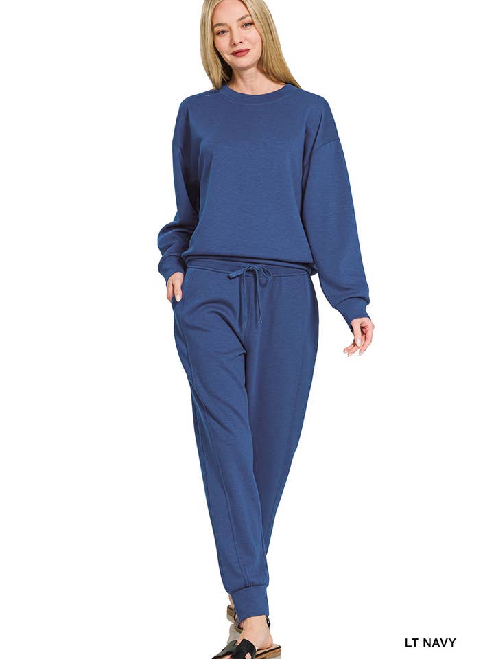 42POPS - Wholesale Lounge Set - Women's - ',._ Scuba Crewneck Pullover & Joggers 2 PC Set SI-2691010