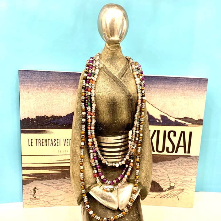 Atisha Spiritual Shop - Venta al por mayor Collares de cuentas/perlas - COLLAR SHAMADI ~ de piedra dura natural, granos y anillos de acero inoxidable4