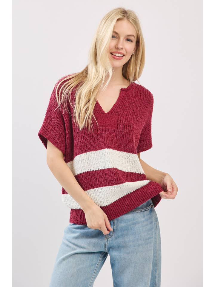 Sewn and Seen - Wholesale Knit Sweater - Women's - Stripe Knit Sleeveless Sweater36