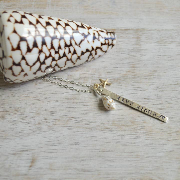 Salty But Sweet - Wholesale Pendant/Charm Necklace - Live Aloha Vertical Bar Necklace