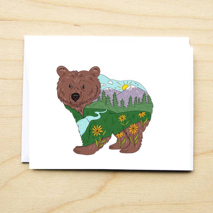 Mountain Bear Card for wholesale by KTF Design Co.