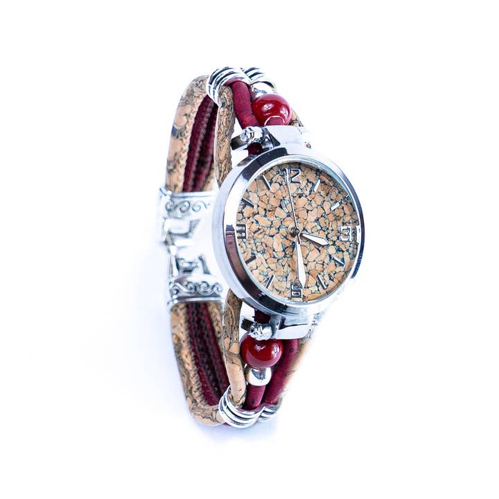 Meninas Bonitas Cork – wholesale Woven/braided bracelet – Colored Cork Threads and Ceramic Beads Handmade watch WA-449