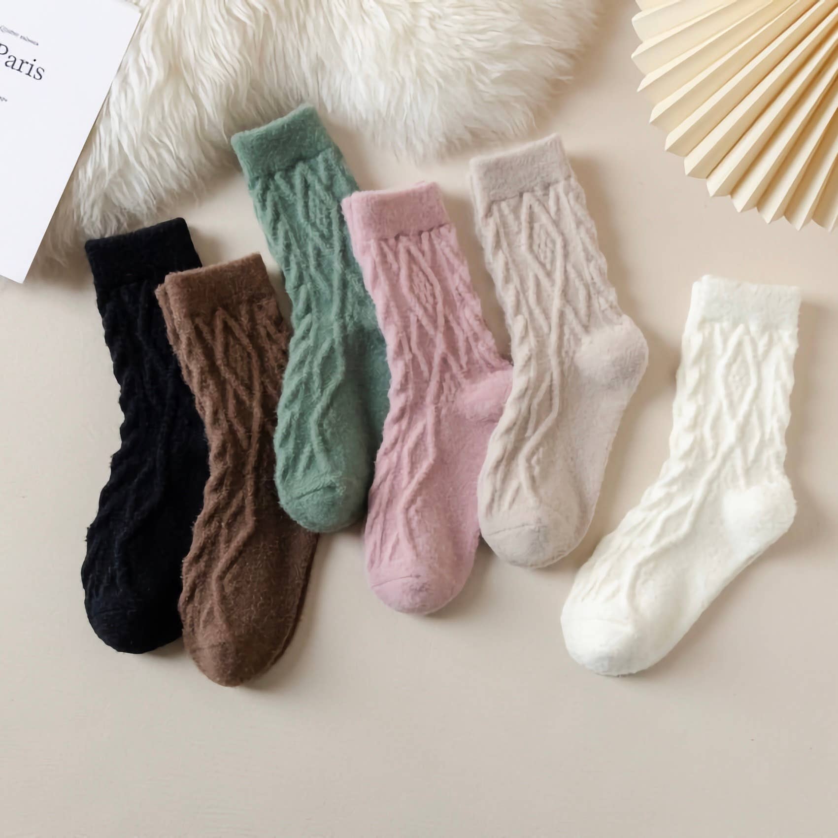Happy Knits - Wholesale Socks - Women's - Women's Winter Wool Socks - Thick Cable Knit Warm Socks16