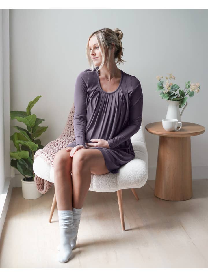 Kindred Bravely - Wholesale Nightgown - Women's - Quinn Bamboo Long Sleeve Maternity & Nursing Nightgown