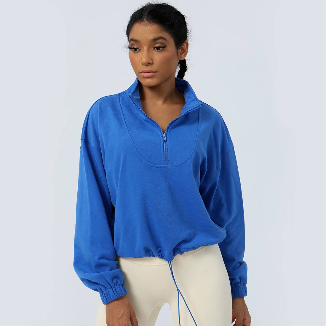 Sodalemon - Wholesale Athletic Jacket - Women's - Women Fitness Hoodie Half Zipper Drawstring Sport Jacket4