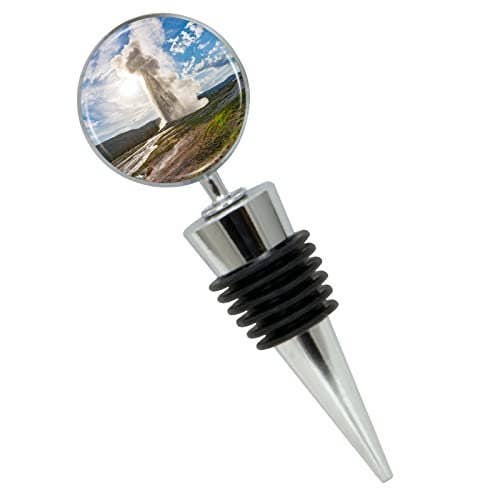 Old Faithful Yellowstone Wine Bottle Stopper In Gift Box for wholesale by City Souvenirs