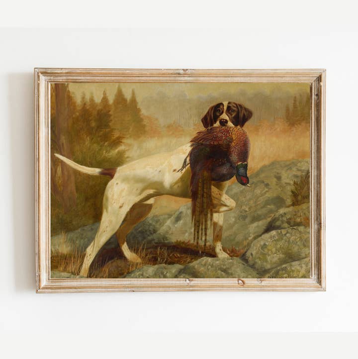 Pointer with Pheasant Antique Art Print for wholesale by Sea to Skye