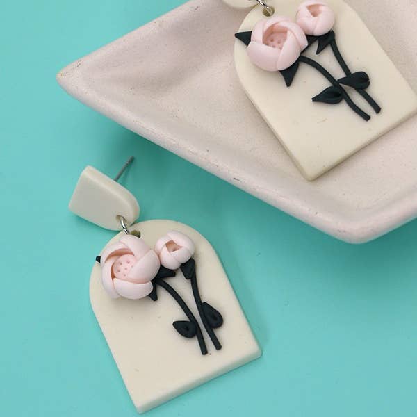 JOSSLYN by wall to wall - Wholesale Dangle Earrings - 3D POLYMER FLOWER CLAY EARRING | 40E285