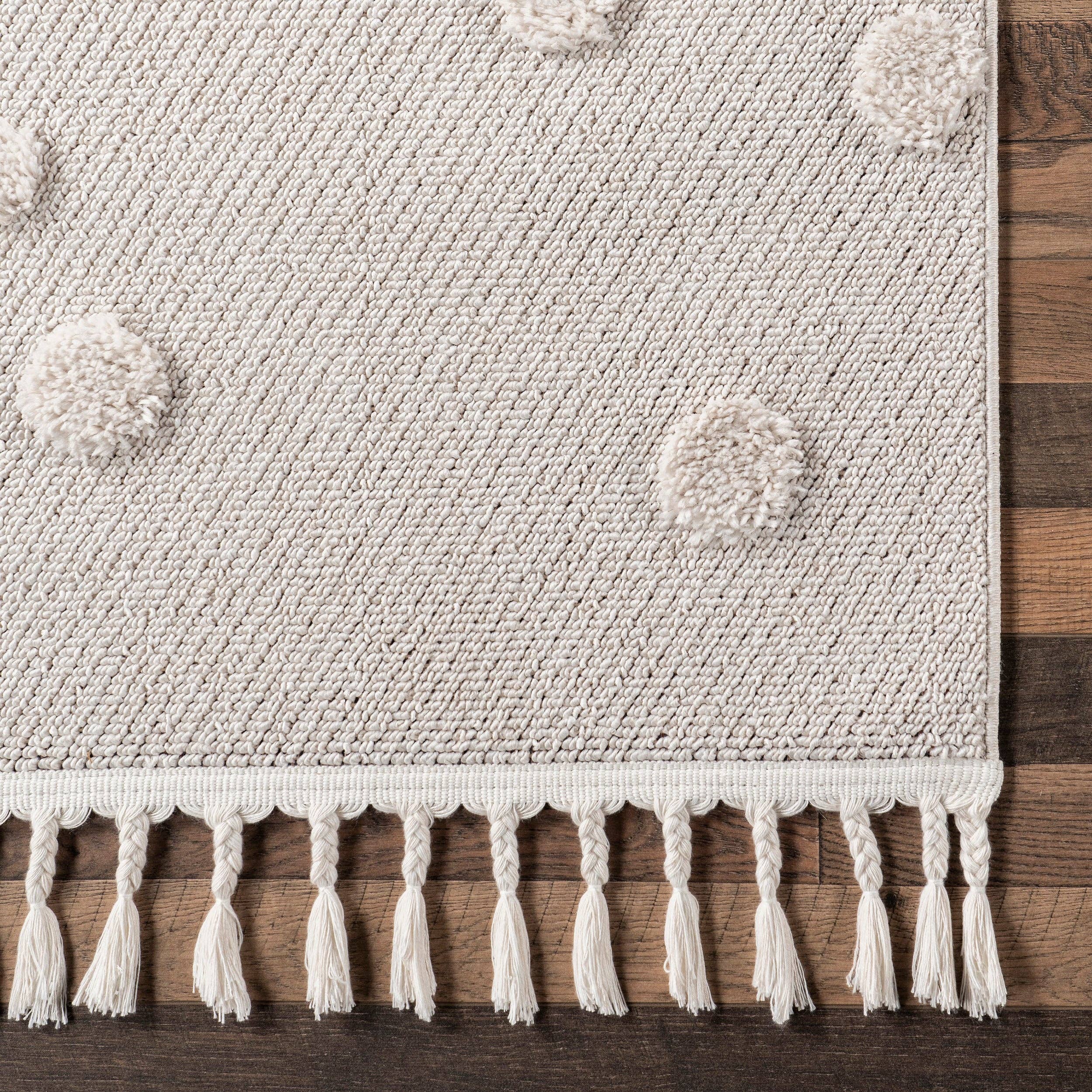 Blanc cassé Tapis à pompons Kilah Snowmen High-Low pour enfants en vente sur Faire3