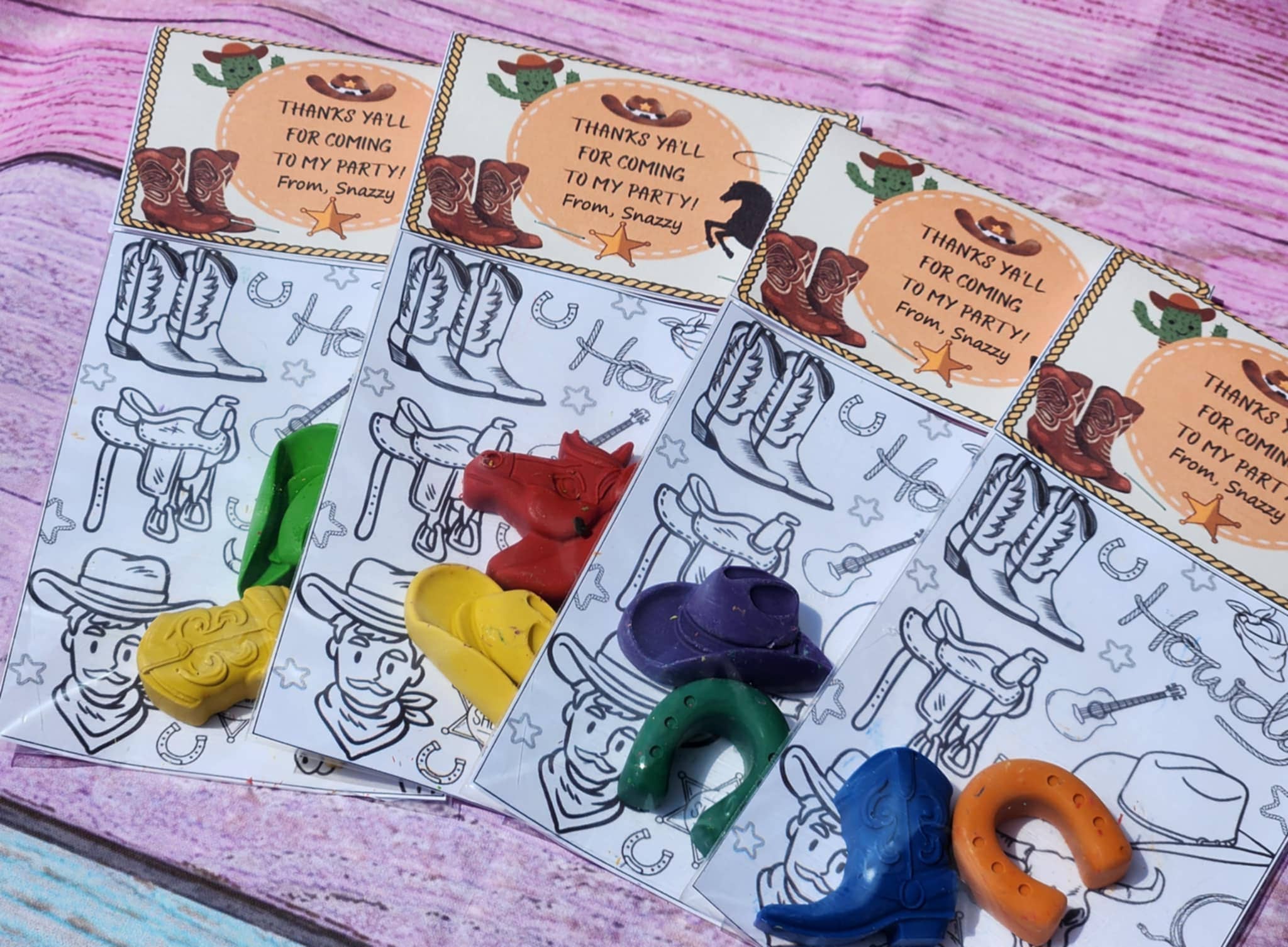 Snazzy Crayons - Wholesale Party gift - Cowboy Themed Coloring Kits with Crayons, Party Fillers 3