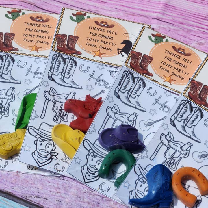 Snazzy Crayons - Wholesale Party gift - Cowboy Themed Coloring Kits with Crayons, Party Fillers 3