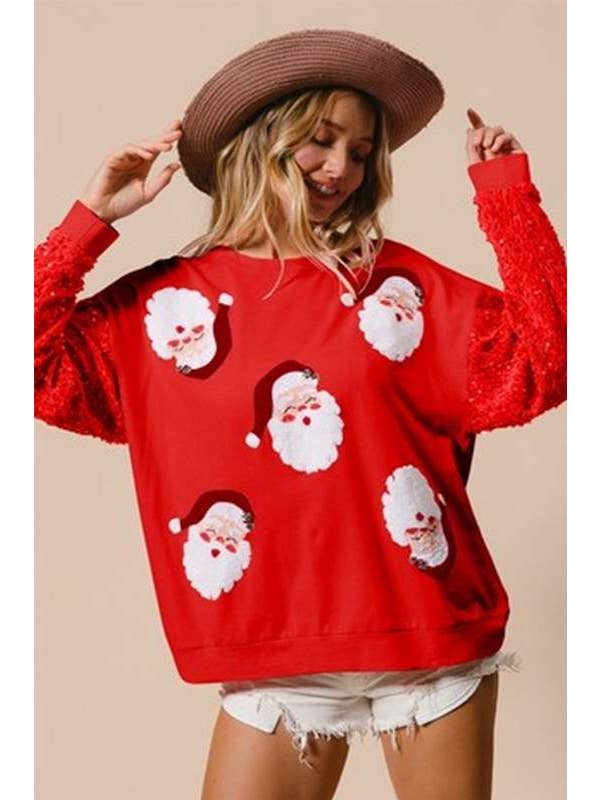 Queen Fashion - Wholesale Blouse - Women's - sequins christmas sweatshirt