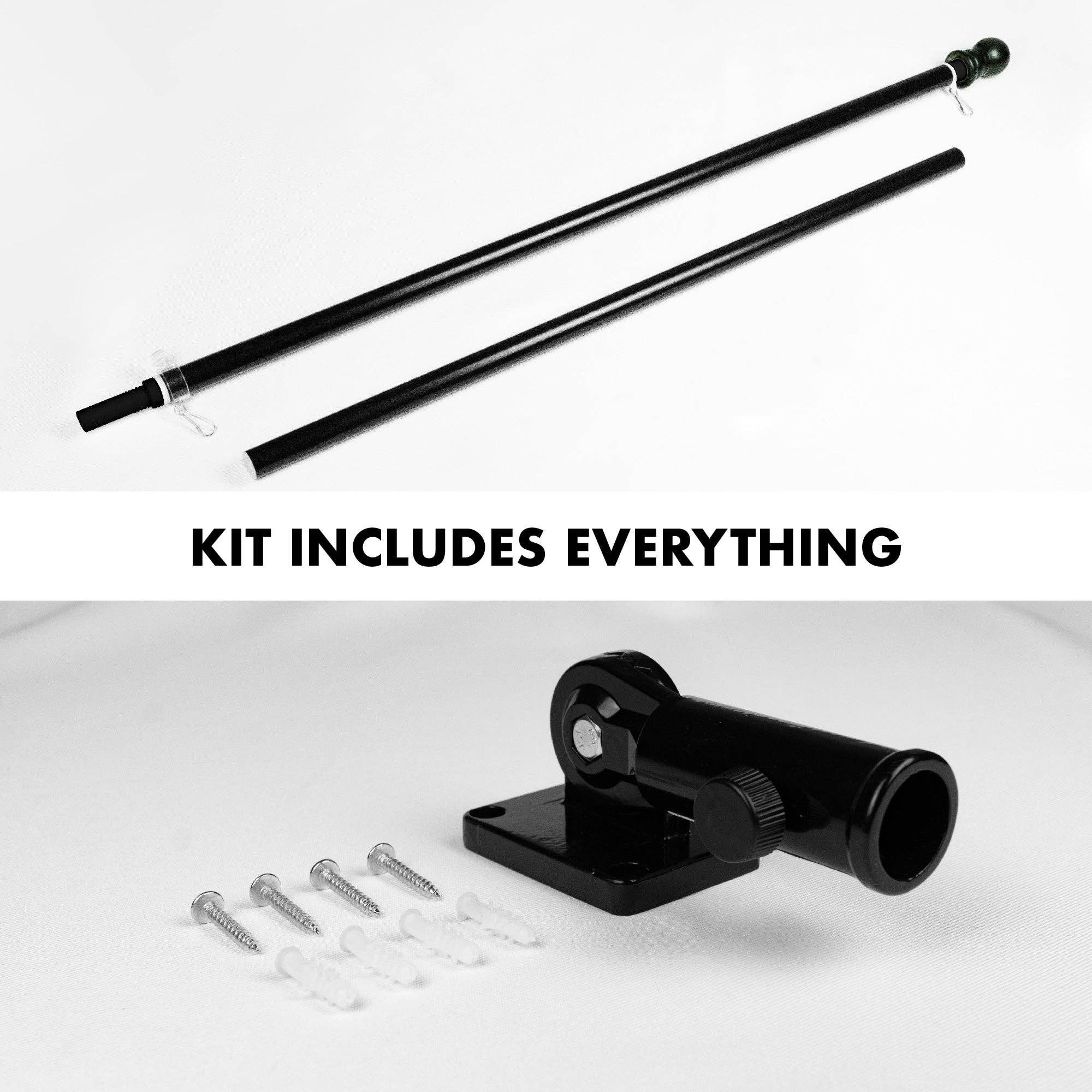 G128 - Wholesale Flagpole - G128 6Ft Tangle-Free Aluminum Spinning Black Flagpole - Aluminum Wall Mount Flag Pole for Commercial/Residential Use (Flag NOT Included)1