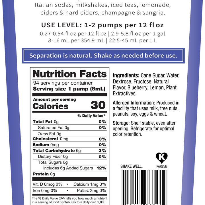 Amoretti - Wholesale Cocktail Mix/Syrup - Blueberry Lemonade Beverage Infusion1