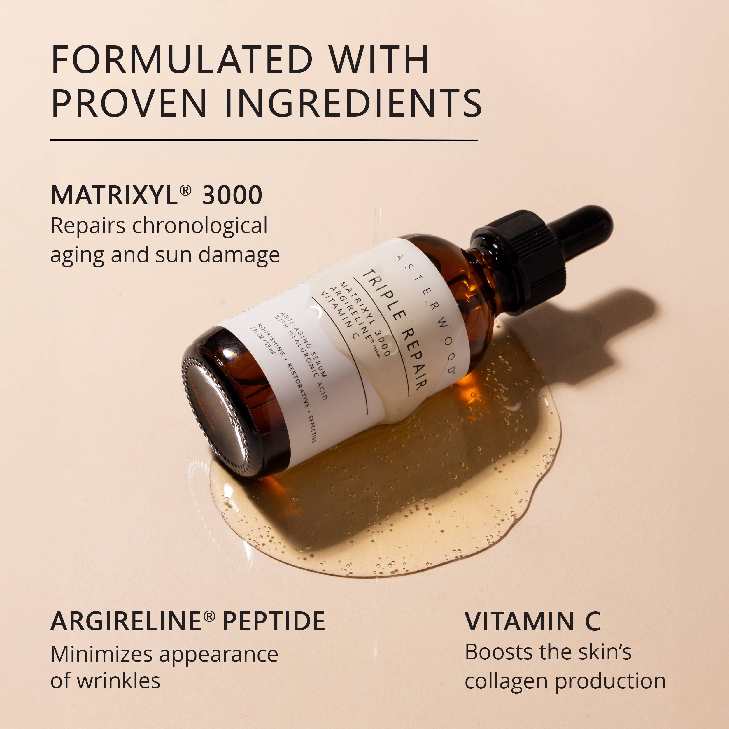 Asterwood - Wholesale Facial Serum/Concentrate - Triple Repair Matrixyl 3000 + Argireline + Vitamin C Serum3