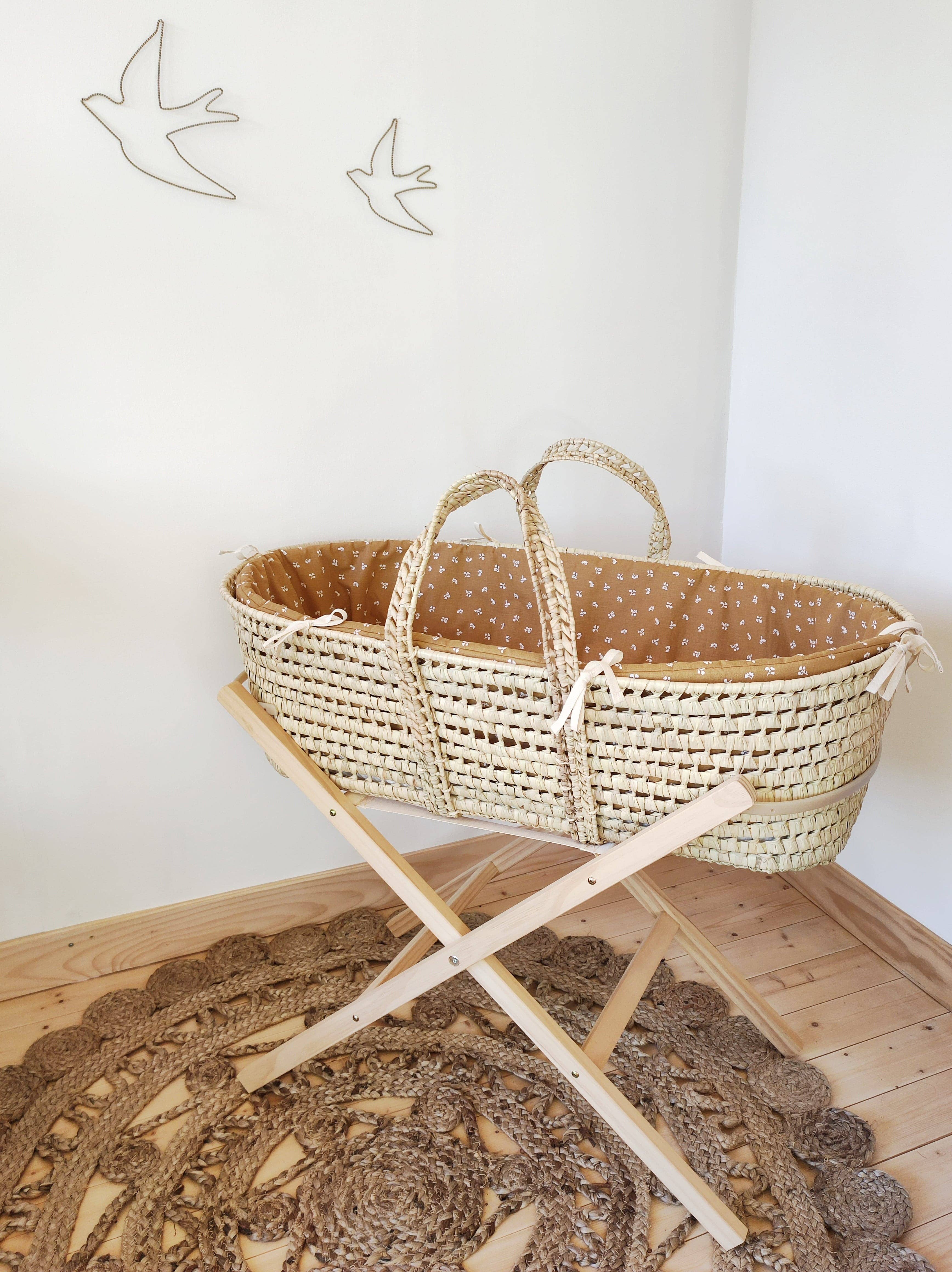 Les p'tites Merveilles de Bérénice - Wholesale Bassinet - Baby - Baby bassinet full cotton dressing “cinnamon flowers” camel and white5