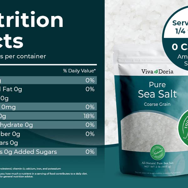 VIVA DORIA INC. – wholesale Salt – Rent havssalt, grovt korn, 2 lb perfekt för saltkvarnar