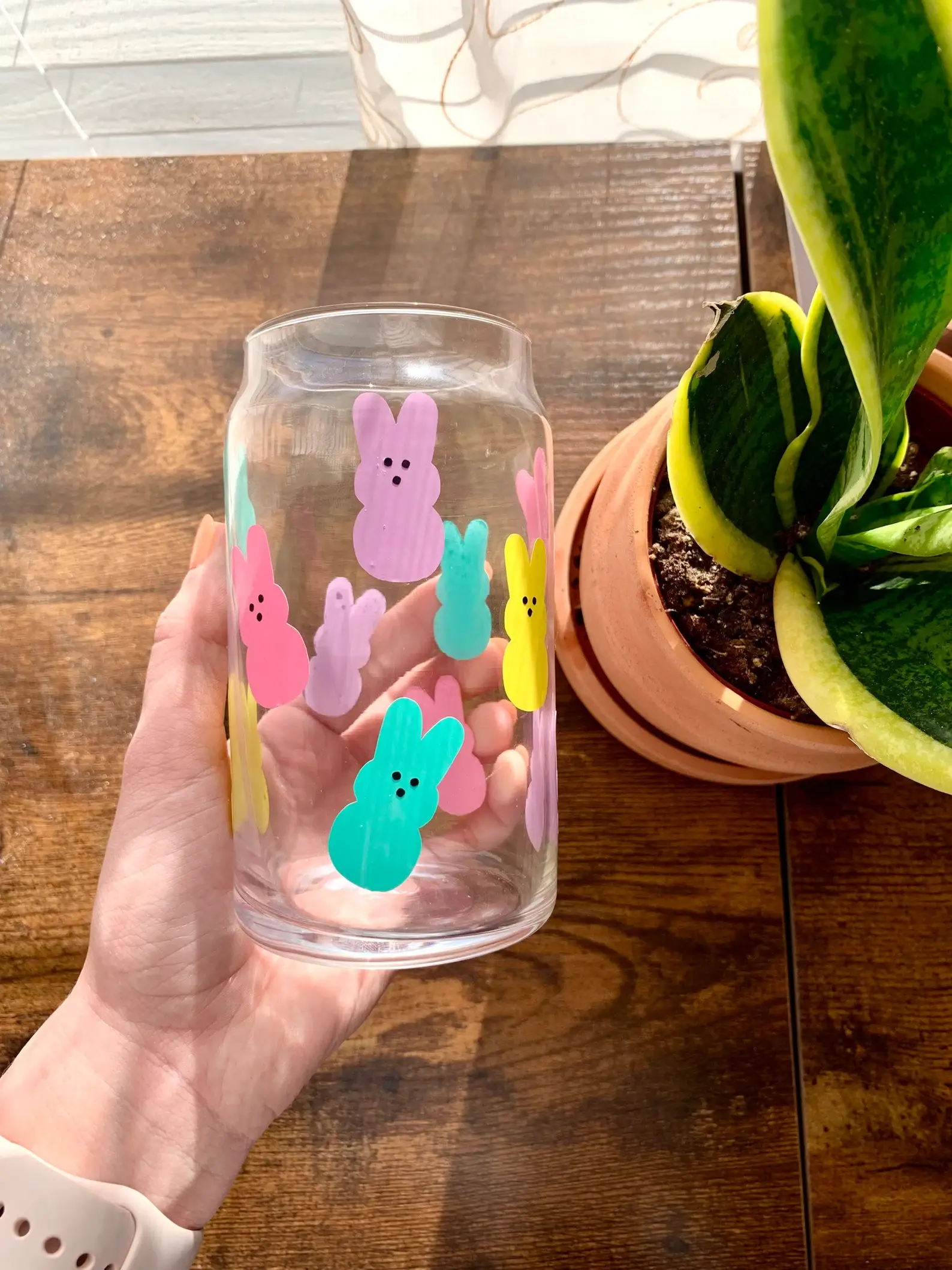 MarieDesignCo - Wholesale Drinking Glass/Cup - Peeps glass mug, Easter coffee mug, peeps coffee cup, cups2