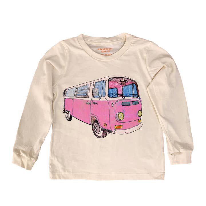 orangeheat - Wholesale T-shirt met zeefdruk - Kinderen - Venice Wheels PINK - Biologisch T-shirt met lange mouwen voor kinderen1