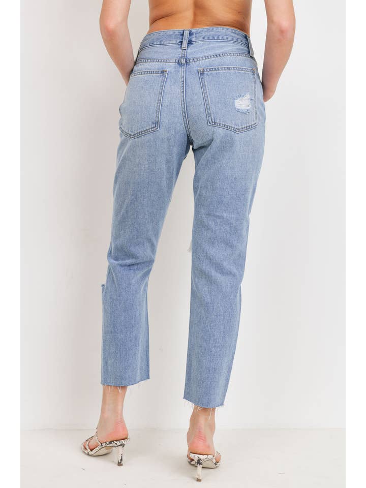 Just USA Jeans – calças de ganga - Mulher por atacado – JP129N - LT - Rise Alta Distressed Reto5