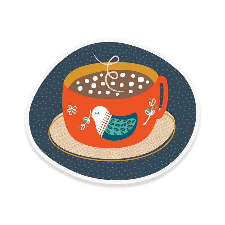 Night Owl Paper Goods - Wholesale Season's Greetings Card - Holiday Cocoa Sticker Holiday Cards - Box of 6
